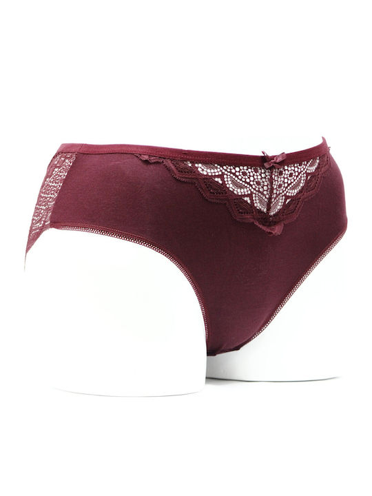 Damen Slip mit Spitze Burgundy