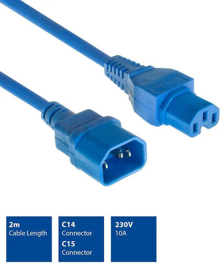 Act IEC C14 - IEC C15 Cable 2m Μπλε