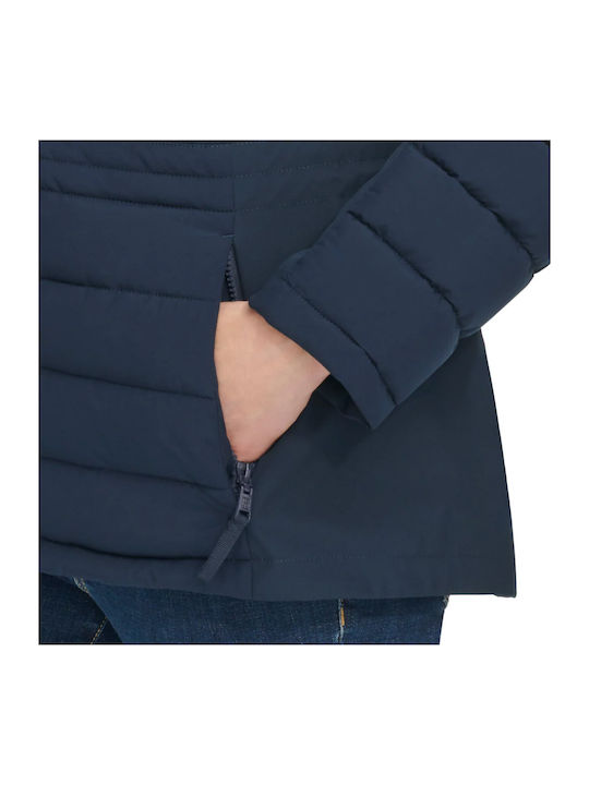 Kurz Damen Puffer Jacke für Winter Blau