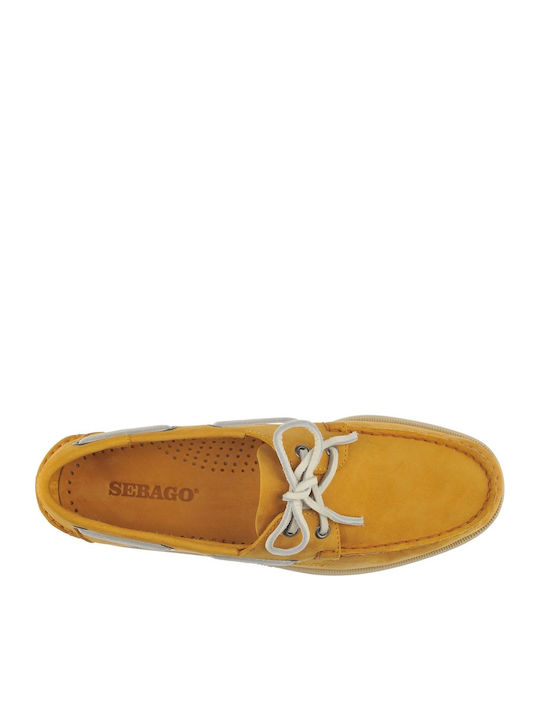 Docksides Portland Δερμάτινα Ανδρικά Boat Shoes σε Κίτρινο Χρώμα
