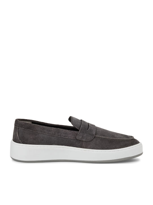 Leder Herren Mokassins in Gray Farbe