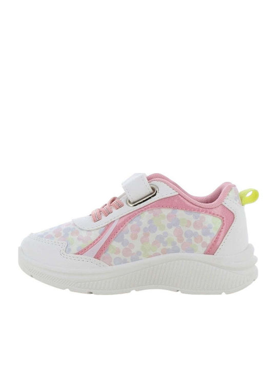 Minnie Mouse Παιδικά Sneakers Ανατομικά με Σκρατς & Φωτάκια Λευκά