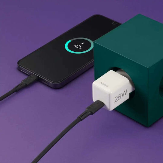 HAMA Charger Without Cable with USB-C Port 25W Power Delivery / Quick Charge 2.0 Whites (201981)