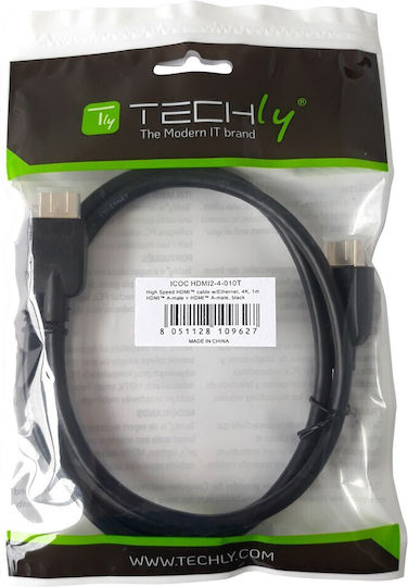 Techly HDMI 2.0 Premium High Speed 4K 60Hz HDR Cable HDMI male - HDMI male 0.5m Μαύρο