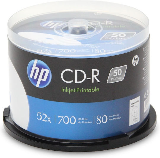 HP Εγγράψιμα CD-R 52x 700MB Cake Box 50τμχ