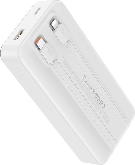 XO PR249 Power Bank 20000mAh 20W mit USB-A Ausgangsanschluss und USB-C Ausgangsanschluss Schnellladung Weiß