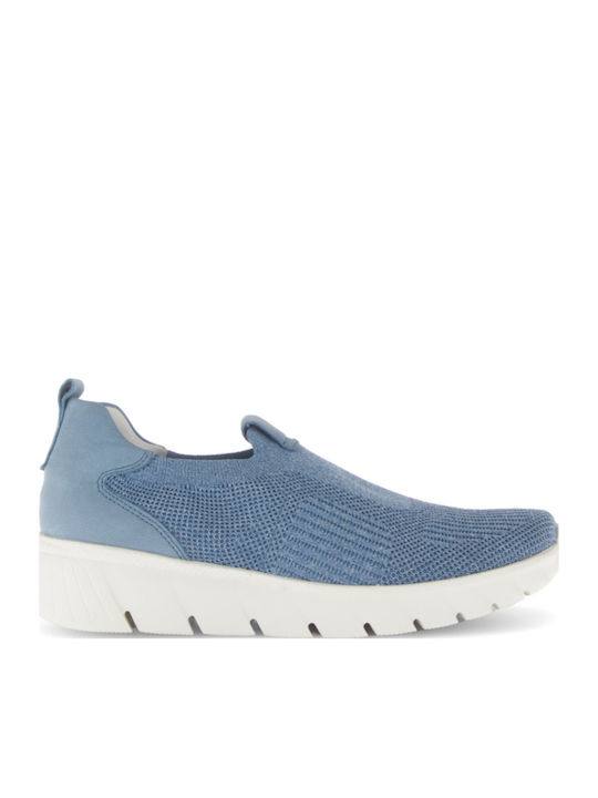 Ανατομικά Γυναικεία Slip-On Δερμάτινα Μπλε