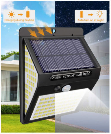 Pyramiden-Solarlampe Inklusive Batterie 140 Hochleistungs-SMD-LEDs für den Außenbereich Bewegungssensor Solarpanel LS140