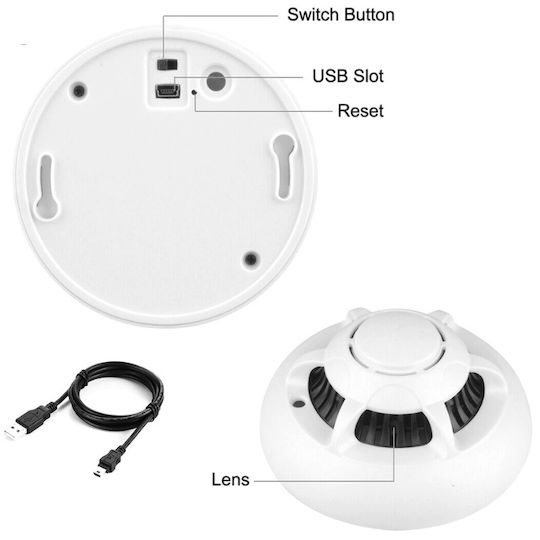 Spionkamera Rauchmelder Iuni D103 8 GB Wi-Fi Ansicht 4K Bewegungserkennung