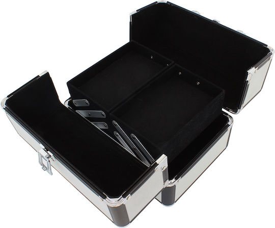 Geantă de Depozitare Cosmetice Profesională Tecos Gri cu Inserții din Aluminiu Dimensiuni 25 Cm X 17 Cm X 17 Cm 1 Compartiment Principal 4 Compartimente Secundare Ideală pentru Activități de Călătorie
