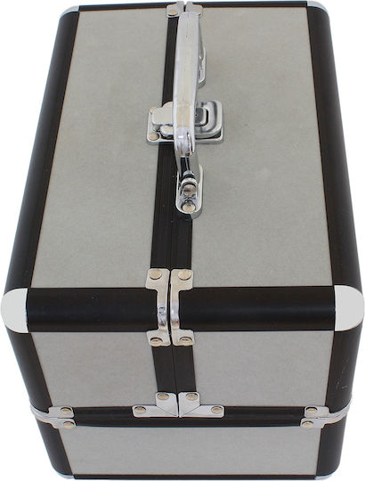 Geantă de Depozitare Cosmetice Profesională Tecos Gri cu Inserții din Aluminiu Dimensiuni 25 Cm X 17 Cm X 17 Cm 1 Compartiment Principal 4 Compartimente Secundare Ideală pentru Activități de Călătorie