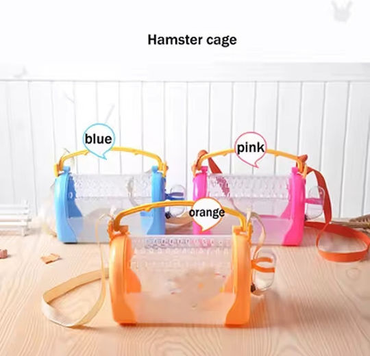 Plastic Carrier Cage for Small Animals with Water Bottle and Feeder M33xW23xH38cm Pink