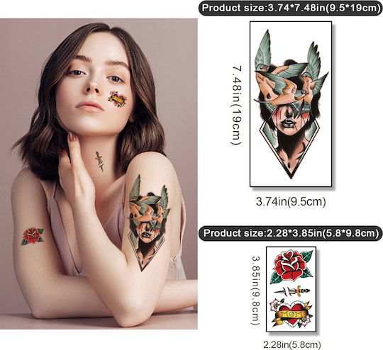 77 Bögen Temporäre Tattoos Groß 19cmx9.5cm Klein 9.8cmx5.8cm
