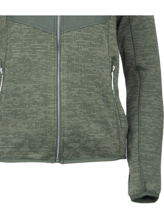 Fleece Γυναικεία Ζακέτα με Φερμουάρ Olive