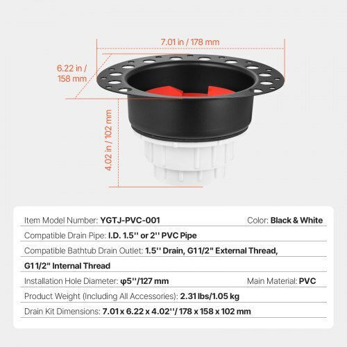 Vevor Plastic Siphon with Output 102mm and Size 17.8x15.8cm Black
