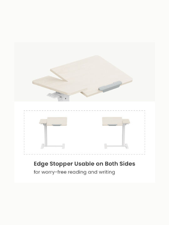 Desk Wooden White with Metal Legs & Adjustable Height 71x40x106cm