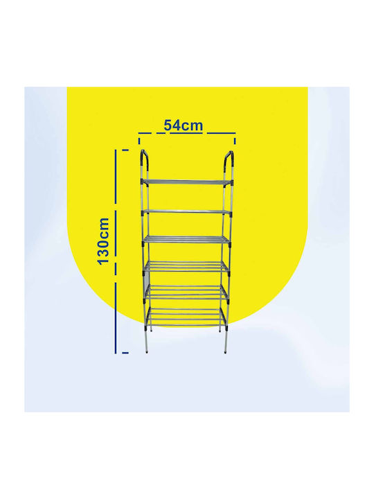 Metal Shoe Organizer Shelf Uncle George 6 Shelves Silver Dimensions 54x27x130cm Vertical Space Organization