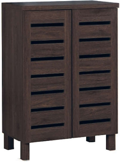 Wooden Shoe Organizer with 3 Shelves Brown 60x33x87cm