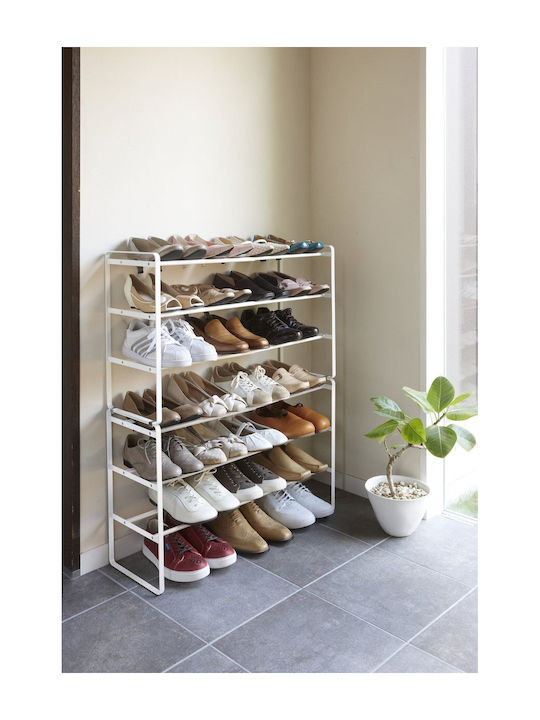 Frame Metallic Shoe Organizer with 3 Shelves White 70x25x46cm