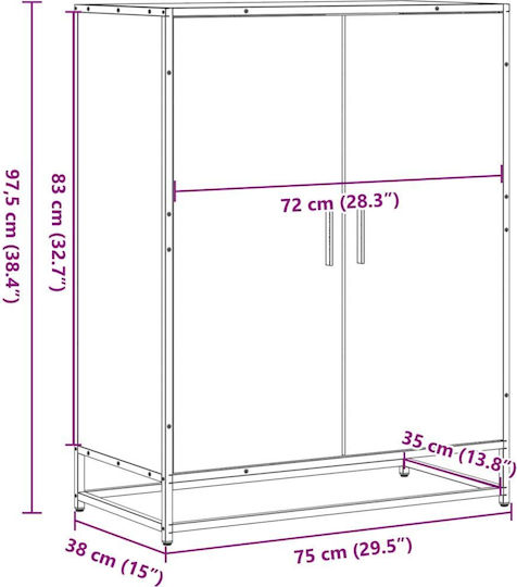 Metall Schuhschrank 75x38x97.5cm