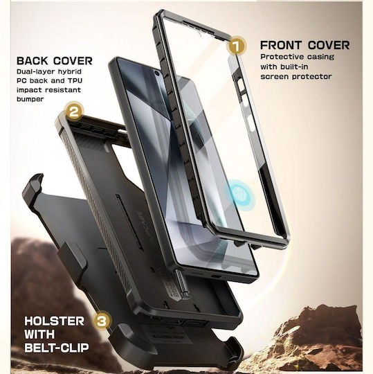 Supcase Unicorn Beetle Pro 360 Full Cover Tempered Glass Μαύρο (Galaxy S25 Ultra)