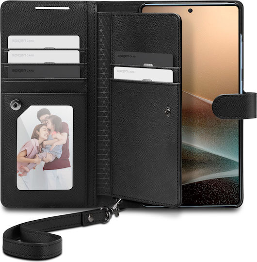 Spigen Wallet S Synthetisches Leder / Leder Schwarz (Galaxy S25 Ultra,Samsung S25 Ultra)