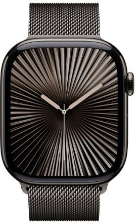 Apple Apple Watch Series 10 Cellular Titanium 46mm Wasserdicht mit eSIM und Herzfrequenzmesser (Slate - Milanese Loop Slate - S/M)