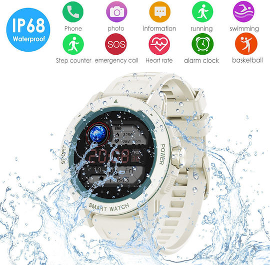 North Edge Mars 2 45mm Smartwatch με Παλμογράφο (Λευκό)