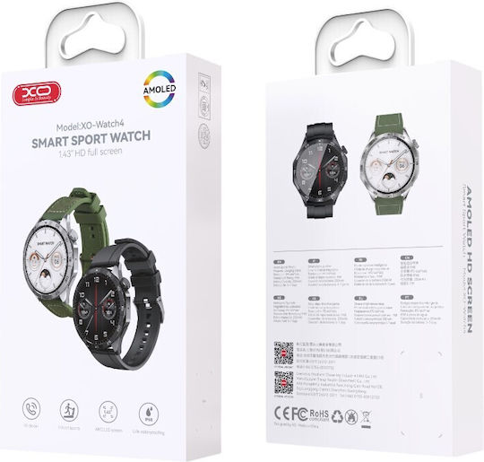 XO Watch 4 46mm με Παλμογράφο (Πράσινο)
