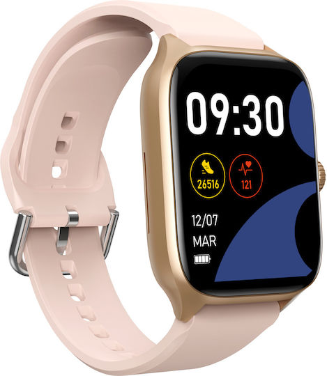PowerLocus PW9 Smartwatch με Παλμογράφο (Χρυσό)