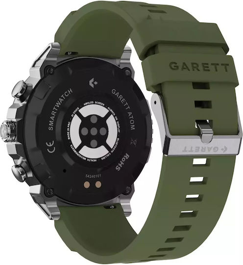 Garett Atom Ceas Inteligent Din Oțel Inoxidabil 47mm Cu Monitorizare Ritm Cardiac Argintiu M/L (Pentru Încheietura Mâinii 145-220mm)