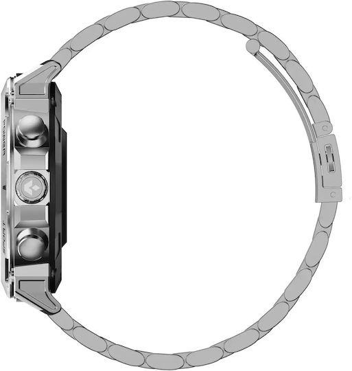 Garett Atom Ceas Inteligent Din Oțel Inoxidabil 47mm Cu Monitorizare Ritm Cardiac Argintiu M/L (Pentru Încheietura Mâinii 145-220mm)