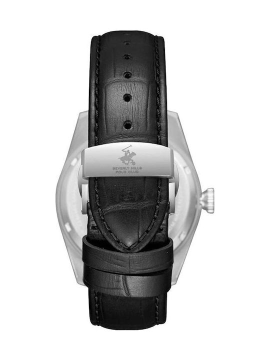Beverly Hills Polo Club Мъжки часовник автоматичен с черна кожена каишка