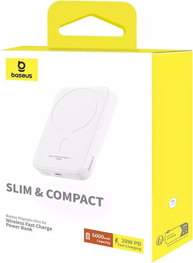 Baseus Mini MagSafe Power Bank 6000mAh 20W με Θύρα USB-C Λευκό