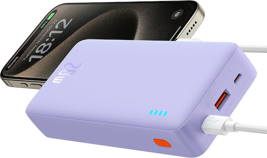 Baseus Airpow Power Bank 20000mAh 20W με Θύρα USB-A και Θύρα USB-C Power Delivery Μωβ