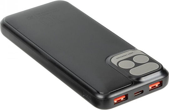 Rivacase Baterie Externă 10000mAh 20W Cu 2 Porturi De Ieșire USB-A Și Port USB-C Power Delivery Încărcare Rapidă Neagră