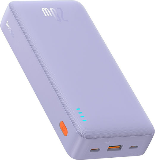 Baseus Airpow Power Bank 20000mAh 20W με Θύρα USB-A και Θύρα USB-C Power Delivery Μωβ