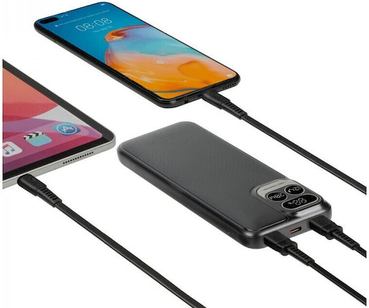 Rivacase Baterie Externă 10000mAh 20W Cu 2 Porturi De Ieșire USB-A Și Port USB-C Power Delivery Încărcare Rapidă Neagră