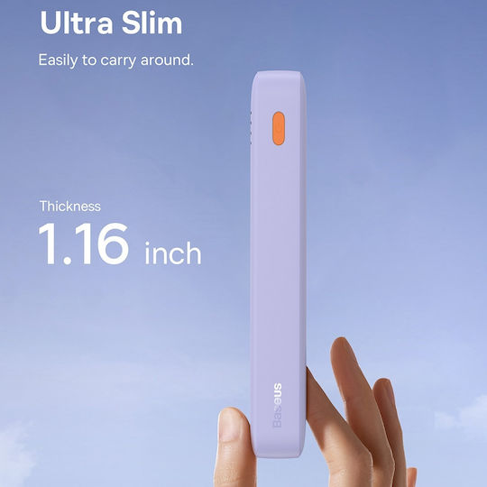 Baseus Airpow Power Bank 20000mAh 20W με Θύρα USB-A και Θύρα USB-C Power Delivery Μωβ