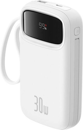 Baseus QPow 2 Power Bank 20000mAh 30W с USB-A порт и 2 USB-C порта Бял