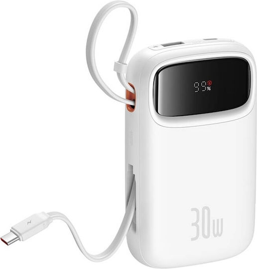 Baseus QPow 2 Power Bank 10000mAh 30W cu Port USB-A și Port USB-C Alb
