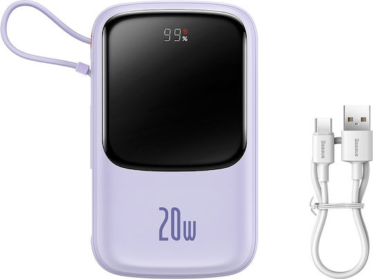 Baseus Qpow Pro Power Bank 20000mAh 20W με Θύρα USB-C Μωβ