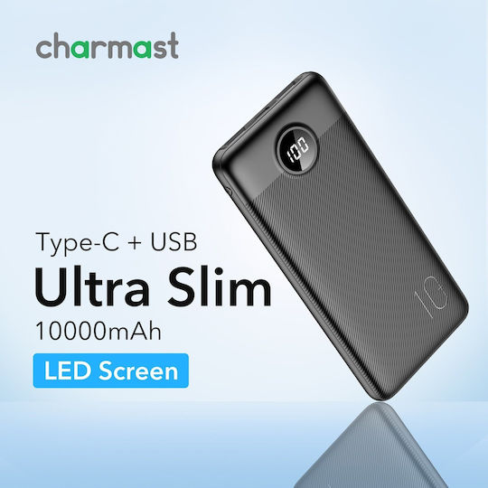 Charmast L10SB Power Bank 10000mAh 20W Power Delivery / Quick Charge 3.0 Μαύρο