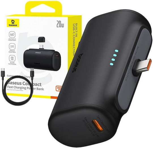 Baseus Compact Type-C Edition Power Bank 5000mAh 20W με Θύρα USB-C Μαύρο