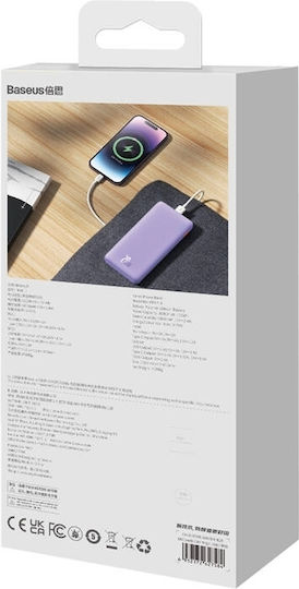 Baseus Airpow Power Bank 10000mAh 20W с USB-A порт и USB-C порт Power Delivery Лилав