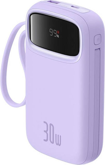 Baseus QPow 2 Power Bank 20000mAh 30W с USB-A порт и 2 USB-C порта Лилав