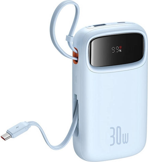 Baseus QPow2 Power Bank 20000mAh 30W με Θύρα USB-A και 2 Θύρες USB-C Μπλε