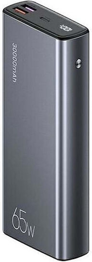 Usams PB68 Power Bank 30000mAh 65W με 2 Θύρες USB-A και Θύρα USB-C Quick Charge 3.0 Μαύρο