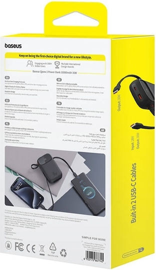 Baseus QPow 2 Power Bank 10000mAh 30W с USB-A порт и USB-C порт Черен