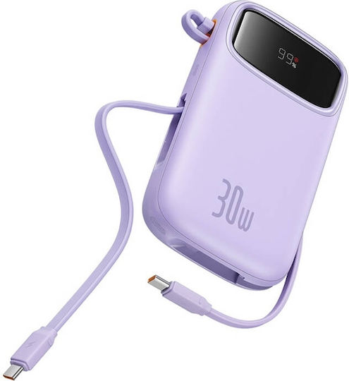 Baseus QPow 2 Power Bank 10000mAh 30W с USB-A порт и USB-C порт Лилав